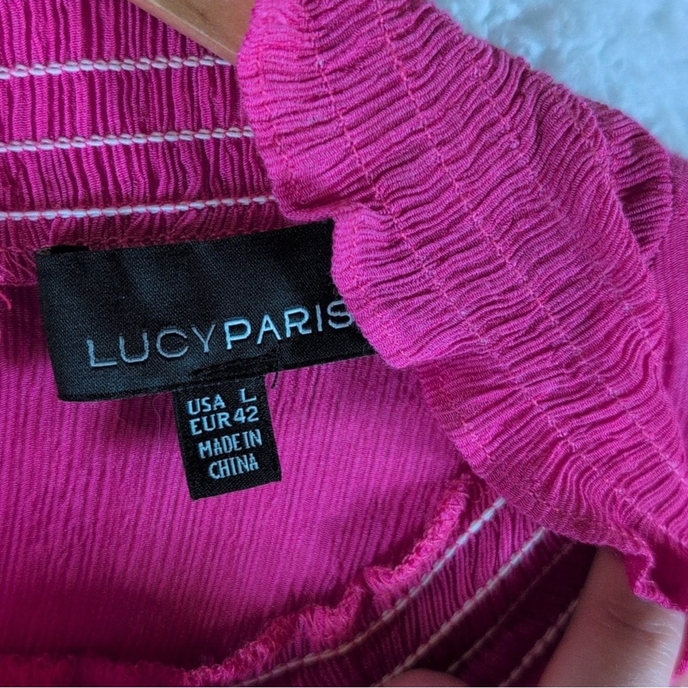 Lucy Paris Fuchsia Ruffled Blouse - Picture 2 of 5